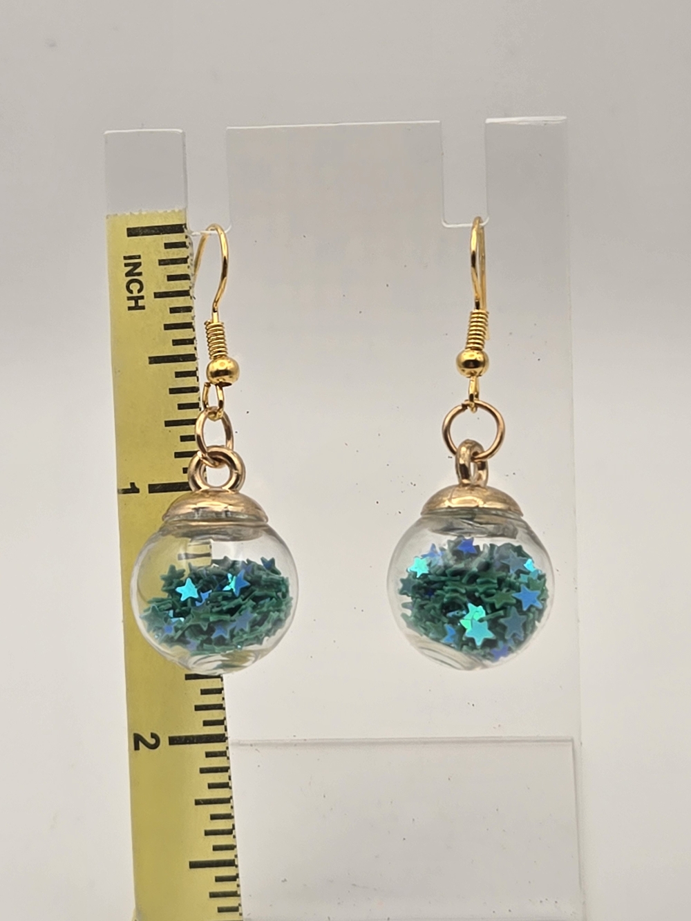 Gold-Tone Drop Earrings with Star Confetti Globes